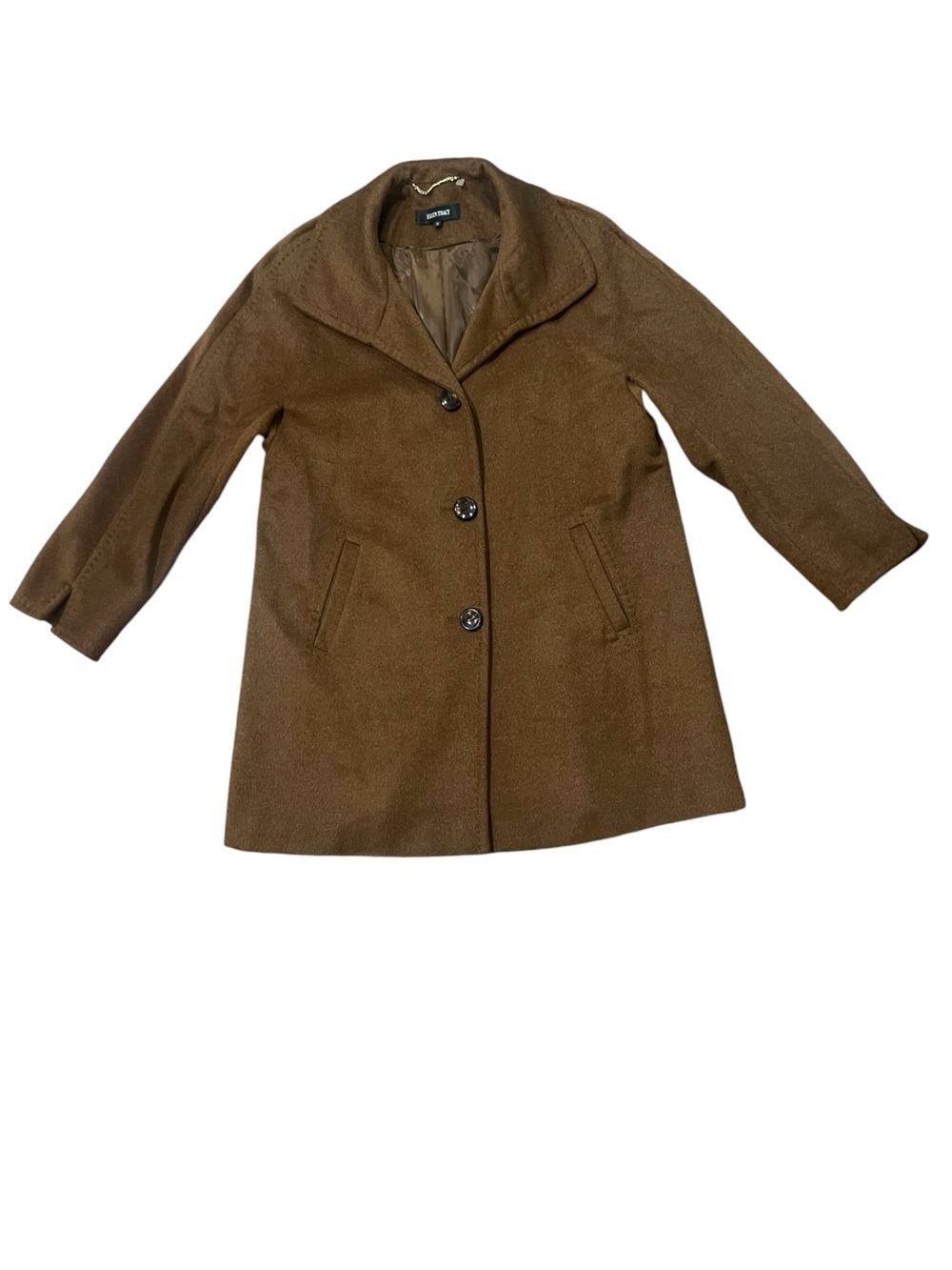 Ellen Tracy Brown Wool Angora Blend Walking Coat size 14